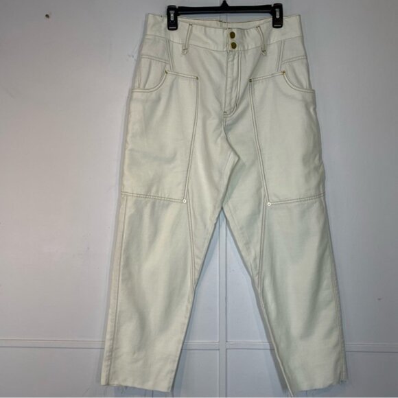 FRAME Twisted Utility Crop Pants in Ecru - Picture 2 of 11
